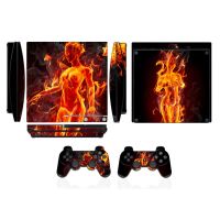 ตัวป้องกันสติกเกอร์ผิวไวนิลกันไฟสำหรับ Sony PS3 Slim PlayStation 3 Slim And 2 Controller Skin Stickers