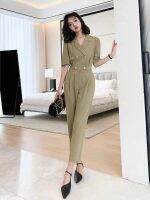 Spot Fast Shipping 2023 New Xiazhong Design Conjoined Pants WomenS Clothing Trendy Waist Age Reduction