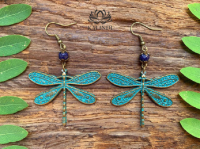 Kalindi DRAGONFLY EARRINGS WITH SAPPHIRE ต่างหูแมลงปอประดับไพลิน