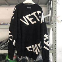 รุ่นยอดนิยม Vetements ถัก Jacquard เสื้อกันหนาวผู้ชายผู้หญิงรุ่น VTM Oversize เสื้อ