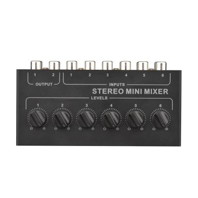 Stereo 6-Way Passive Mixer Mixer Controller 6 in 2 Out Stereo Distributor Volume Control No Battery Required