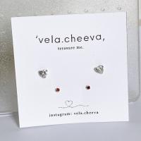 vela.cheeva : *silver925 / earring set ต่างหูเงินแท้ เซ็ตหัวใจเพชร cz