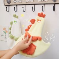 Cartoon Chicken-shaped Hand Towel for Washing Soft Coral Fleece Kids Microfiber Handkerchiefs Kitchen Bathroom Accessories