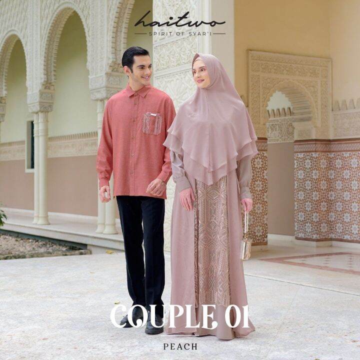 TERBARU 2022 BAJU SARIMBIT KELUARGA HAITWO COUPLE 01 PEACH / SARIMBIT