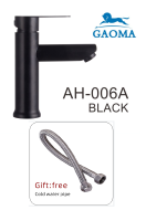 Gaoma ??304~ก๊อกอ่างล้างหน้า ก๊อกล้างหน้า ก๊อกล้างมือ สีดำ Basin Faucet Cold (304 Stainless Steel) AH-006A black