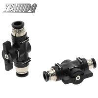 BUC 4mm 6mm 8mm 10mm 12mm Black Pneumatic Push In Quick Joint Connector Hand Valve To Turn Switch Manual Ball Current Limiting