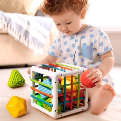 5บล็อกรูปร่างที่มีสีสันใหม่เกมเรียงลำดับของเล่นเพื่อการศึกษาเรียนรู้แบบ Montessori ของเด็กทารกของขวัญ0 12เดือน