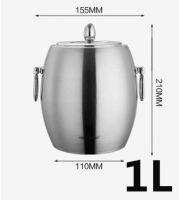 304 1L 2L oval Ice Bucket Wine Coolers Stainless Steel Double Wall Champagne beer whisky Bucket Keg Bar Accessories home bars