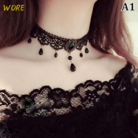 ?【Lowest price】WORE ใหม่เซ็กซี่โกธิค chokers คริสตัลสีดำลูกไม้สร้อยคอวินเทจเครื่องประดับวิคตอเรีย