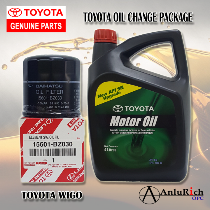 TOYOTA WIGO OIL CHANGE PACKAGE 4LTRS 20W-50 GASOLINE OIL + OIL FILTER ...