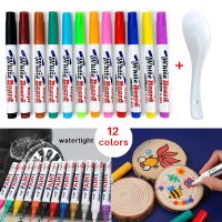 12 Pcs Colorful Permanent Paint Marker Waterproof Tire Rubber Fabric Paint watercolor markers Acrylic markers Paint Marker Pens