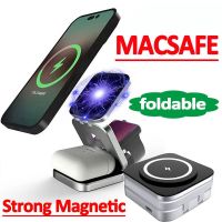 15W 3 in 1 Magnetic Wireless Charger Stand Pad Foldable for iPhone 14 13 12 Apple Watch 8 7 AirPods Fast Charging Dock Station