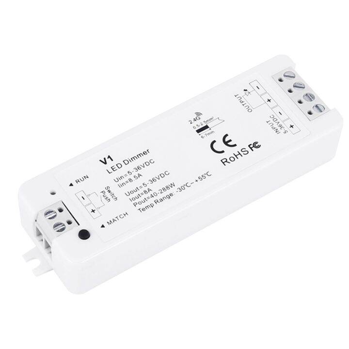 led-dimmer-12v-5v-24v-36v-8a-pwm-wireless-rf-switch-with-2-4g-brightness-adjustment-contact-remote-for-led-single-color-strip