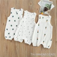 ☼ Bebê meninos meninas macacão verão algodão linho macacões playsuits outfits criança recém-nascido infantil sem mangas cacto impressão