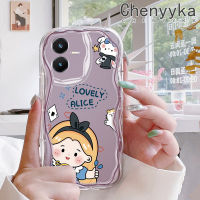 เคส Chenyyka สำหรับ VIVO Y22 Y22s เคสการ์ตูนลายอลิซน่ารักขอบเนื้อครีมเคสมือถือกันกระแทกแบบใสนิ่มโปร่งใสลายกล้องถ่ายรูปความคิดสร้างสรรค์เคสซิลิกาเจลฝาครอบป้องกัน