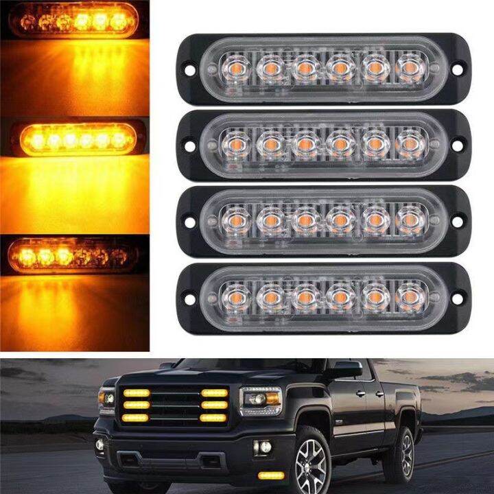 6 LED Strobe Warning Light Strobe Grille Flashing Light Bar Car Beacon ...