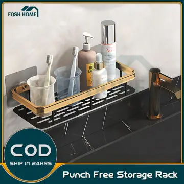 Stainless Steel Gold & Black Bathroom Corner Shelf Shower Rack Storage  Organizer