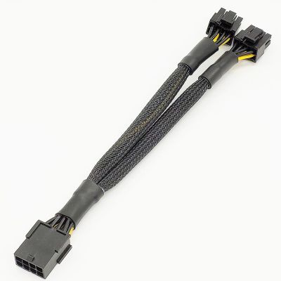 Chaunceybi 20cm Braided Y-Splitter GPU Cable PCIe 8 Pin Female To 2X8 Pin(6 2) Male Extension