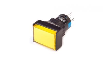 SPST momentary switch 250V 3A (Square Yellow) - COSW-0412