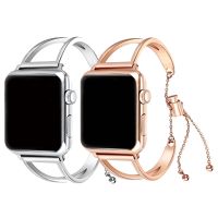 ◙ High-end Ladies Stainless Steel Strap 38/40/41mm 42/44/45mm For Apple Watch Iwatch Series 8 7/SE654321 Rose Gold Black Watchband