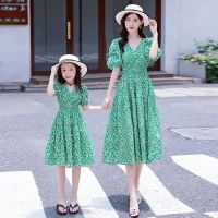 【YF】 Mother Daughter Matching Summer Dress 2023 New Women and Baby Floral Dresses French Style Children Girls One Piece Clothing