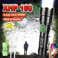 Type-c 18650 26650 XHP160 Powerful Rechargeable Led Flashlight with USB Charging Portable Torch Outdoor Self Defense Floodlight Diving Flashlights