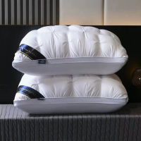 European White Down Cotton Pillow Core Rectangle Grey Bedroom Sleep Hotel Lumbar Pillow Down Mid-high Cervical Pillow Travel pillows