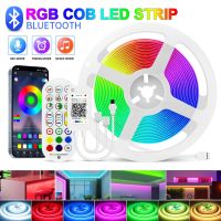 Tuya เทปกาวควบคุม APP รีโมท LED 840 LED/m แถบไฟ RGB COB LED หรี่แสงได้ DC 24V สำหรับไฟไฟด้านหลังทีวี