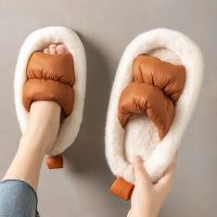 【CW】 Women White Cotton Slippers New Winter Warm Home Shoes Plush Soft Cloud Slippers Thick Sole Unisex Couple Women Flip Flop Luxury