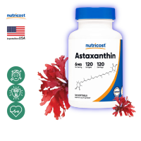 นูทรีคอสท์ แอสต้าแซนทีน 6 mg x 120 เม็ด สาหร่ายแดง แอสตาแซนธิน Nutricost Astaxanthin / กินร่วมกับ ไบโอติน บิลเบอร์รี่ คอลลาเจน น้ำมันปลา โอเมก้า 3 กลูต้าไธโอน เลซิติน ลูทีน ไลโคปีน พิคโนจีนอล ขมิ้นชัน วิตามินซี อี