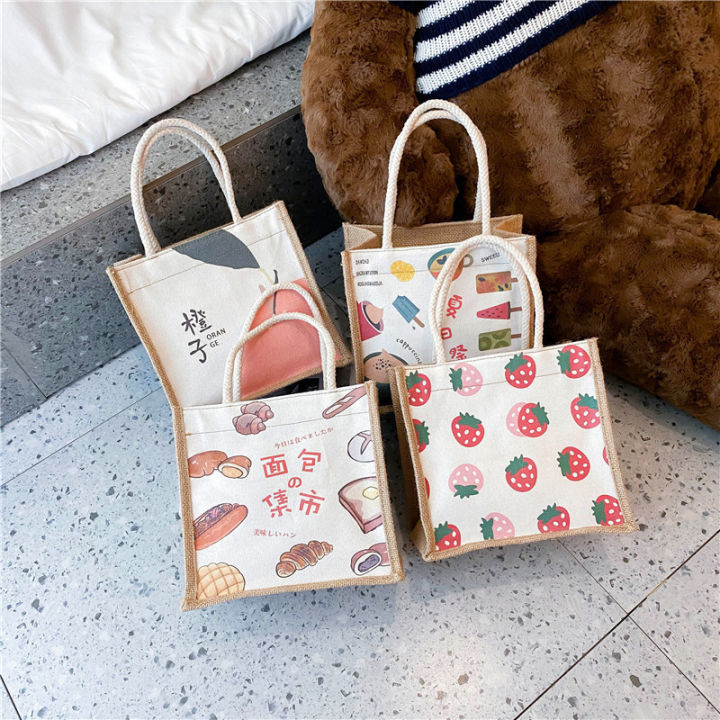 ECLAIR Extra Small Canvas Tote Bag Lunch Box Office Bag with Cute