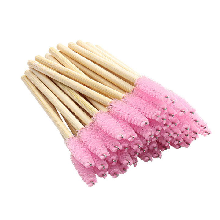 50pcs-makeup-women-applicator-wands-eyelash-brush-mascara-disposable-bamboo-brushes-handle