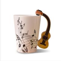 Novelty 250ml Ceramic Cup Piano Violin Guitar Mug Personality Music Note Milk Juice Lemon Mug Coffee Tea Cup with Handle Gift