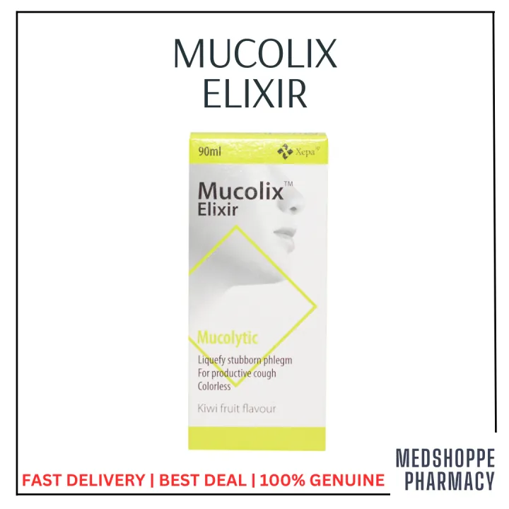 Mucolix Elixir Syrup 90ml (For productive cough) Lazada