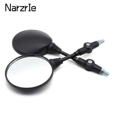 “：{}” 2Pcs Foldable Round 10MM Scooter Rear Mirror For KTM Mirror Motocross Accessories For Bike Rearview Motorcycle Mirrors