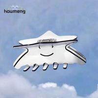 HOUMENG หน้ายิ้ม กิ๊ฟติดผมรูปดาวอาซีเตท ดาวไม่สม่ำเสมอ กรดอะซิติก กิ๊บติดผมรูปสัตว์กลืน น่ารักน่ารักๆ ผ้าโพกศีรษะ สาวๆ