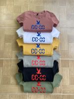 เสื้อยืดแฟชั่นรัดรูป ปักCC-OO ใหญ่+นก