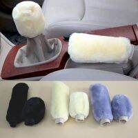 2pcs Car Handbrake Grip Covers Soft Plush Sleeve Winter Warm Hand Brake Gear Shift Knob Cover Handle Universal Auto Decoration