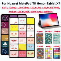 สำหรับ Huawei MatePad T8 2020 Kobe2-L09 8.0นิ้ว Kobe2-L03แฟชั่นใหม่ฝาครอบป้องกันแท็บเล็ต Honor Tablet X7 8.0 2021 KOB2-W09HN คุณภาพสูงสี Keredanti นิพจน์ Arabesques ฝาพับแท่นวางที่ทำจากหนังสำหรับเคส Huawei