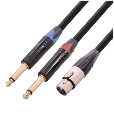 XLR Female to Dual 6.35mm Plug Male Connector Audio Cable XLR Female to Dual 1/4 Inch Y Splitter Cable Adapter