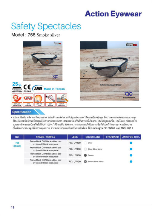 action-eyeware-รุ่น-756-smoke-silver-แว่นตานิรภัย-แว่นกันแดด2020-แว่นตากันuv-แว่นกันแดดผู้ชายแฟชั่น-ราคาถูก-action-eyeware-แถมฟรี-ซองผ้าใส่แว่น