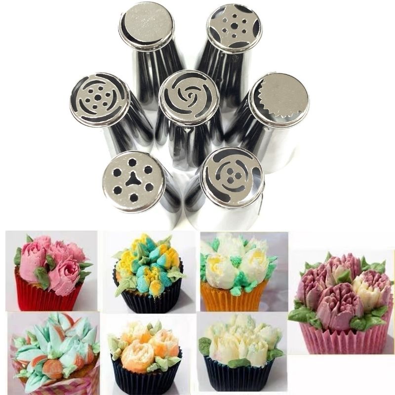 7Pcs/Set Russian Flower Icing Piping Nozzles Tip Pastry Cake DIY Baking Tool 