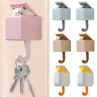 Cute Cat Wall Hooks Self Adhesive Bedroom Door Hangers Keys Towel Umbrella Coat Holder Rack Animal Home Bathroom Decoration Hook Picture Hangers Hooks