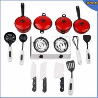 13 Pcs Children Mini Kitchen Cookware Kids Pretend Cook Play originality Simulation Red Kids Tableware