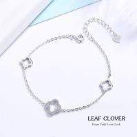 s925 Leaf clover bracelet สร้อยข้อมือเงินแท้ ใบโคลเวอร์ สัญลักษณ์ของความโชคดี ใส่สบาย เป็นมิตรกับผิว