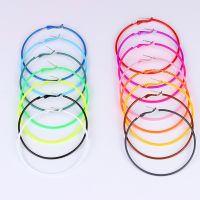 【HOT】 80s Big Colorful Hoop Earrings Large Dangle for Jewelry