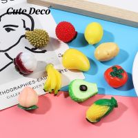 【 Cute Deco】Cute Simulated Fruits (11 Types) Three-dimensional Mango / Three-dimensional Banana Charm Button Deco/ Cute Jibbitz Croc Shoes Diy / Charm Resin Material For DIY