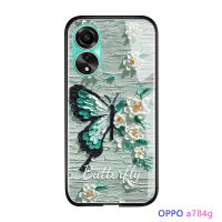 เคสโทรศัพท์พร้อมสำหรับ Vivo Y27 5G A78 OPPO 4G เคสมันวาวลายผีเสื้อภาพวาดสีน้ำมันหรูหรากระจกเทมเปอร์เคสฝาหลัง