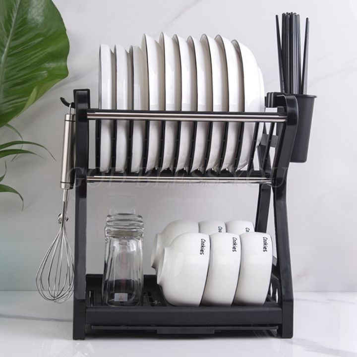 2021-new-double-layer-kitchen-dish-bowl-draining-storage-rack-with-chopstick-cage-household-tableware-organizer-tray-box-basket