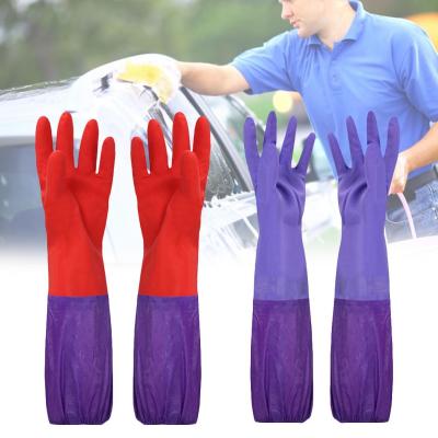 keep warm long sleeve rubber gloves kitchen wash dishes car cleaning waterproof household glove car care cleaning gloves Safety Gloves